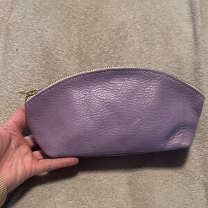 Portland Leather Lavender Leather Zip Cosmetic Case